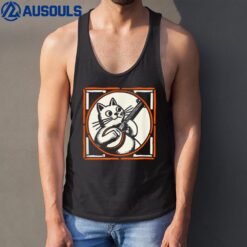 Artistic Cat Banjo Player Silly Music Art Graphic Tank Top