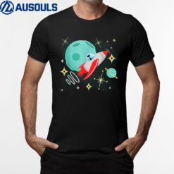 Atomic Rocket Cat Funny Mid-Century Cat Futuristic Spaceship T-Shirt