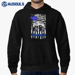 Back The Blue Messy Bun Blue Line Police Support Hoodie