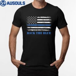 Back The Blue Thin Blue Line American Flag Police Support T-Shirt