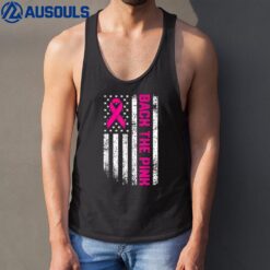 Back The Pink Ribbon US USA Flag Breast Cancer Awareness Tank Top