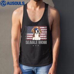 Beagle Mom Retro - USA 4th Of July Sunglass American Flag Tank Top