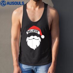 Believe Quote On Santa Hat Mustache Family Reunion Christmas Ver 2 Tank Top