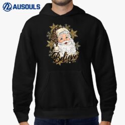 Believe Santa Claus With Leopard Christmas Hat Bleached Hoodie