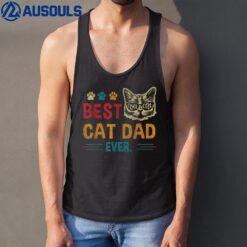 Best Cat Dad Ever  Vintage Retro Cat Dad Father Day Tank Top