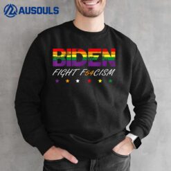 Biden Fight F45cism Anti Republican Pride Flag LGBTQ Sweatshirt