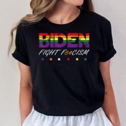 Biden Fight F45cism Anti Republican Pride Flag LGBTQ T-Shirt