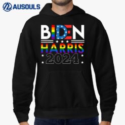 Biden Harris 2024 Rainbow Flag Gay Pride LGBT Democrat Hoodie