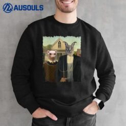 Big Floppa And Bingus Funny Distressed American Gothic Sweatshirt