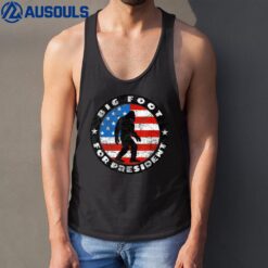 Big Foot For President - Retro US Flag Sasquatch Silhouette Tank Top