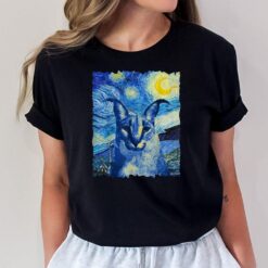 Big floppa Cat Meme Scary Night Cat Van Gogh Halloween T-Shirt