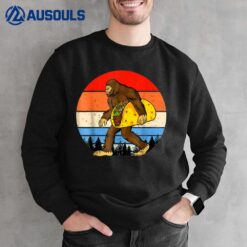 Bigfoot Carrying Holding A Taco Funny Sasquatch Taco Sweatshirt