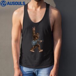 Bigfoot Playing A Dragon Guitar Rock On Sasquatch Big Foot Tank Top