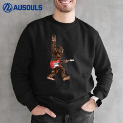Bigfoot Playing A Electric Guitar Rock On Sasquatch Big Foot Sweatshirt