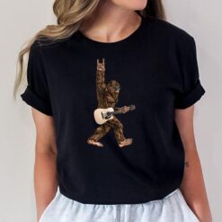 Bigfoot Playing Acoustic Guitar Rock On Sasquatch Big Foot T-Shirt
