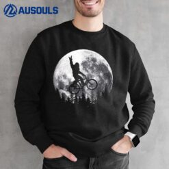 Bigfoot Ridding Mountain Bike on Moon Cycling Sasquatch MTB Sweatshirt