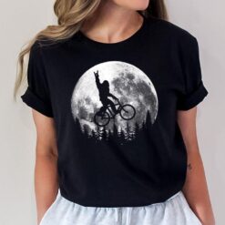 Bigfoot Ridding Mountain Bike on Moon Cycling Sasquatch MTB T-Shirt