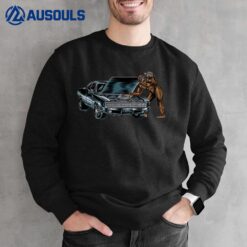 Bigfoot Trying To Fix His Girlfriends Old Car Her Dad Broke Sweatshirt