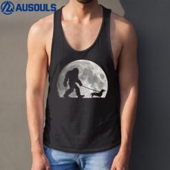 Bigfoot Walking Dachshund Dog Moon Sasquatch Tank Top