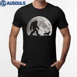 Bigfoot Walking Dachshund Dog Moon Sasquatch T-Shirt