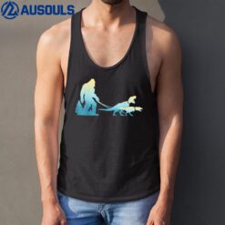 Bigfoot Walking T-Rex Dinosaurs Funny Sasquatch Dinosaur Tank Top