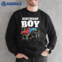Birthday Boy Monster Truck Theme Birthday Crew Sweatshirt