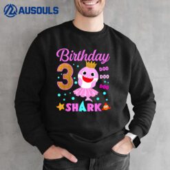 Birthday Kids Kids Shark 3rd Girl Three 3 Year Old Sweatshirt