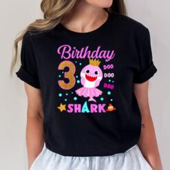 Birthday Kids Kids Shark 3rd Girl Three 3 Year Old T-Shirt