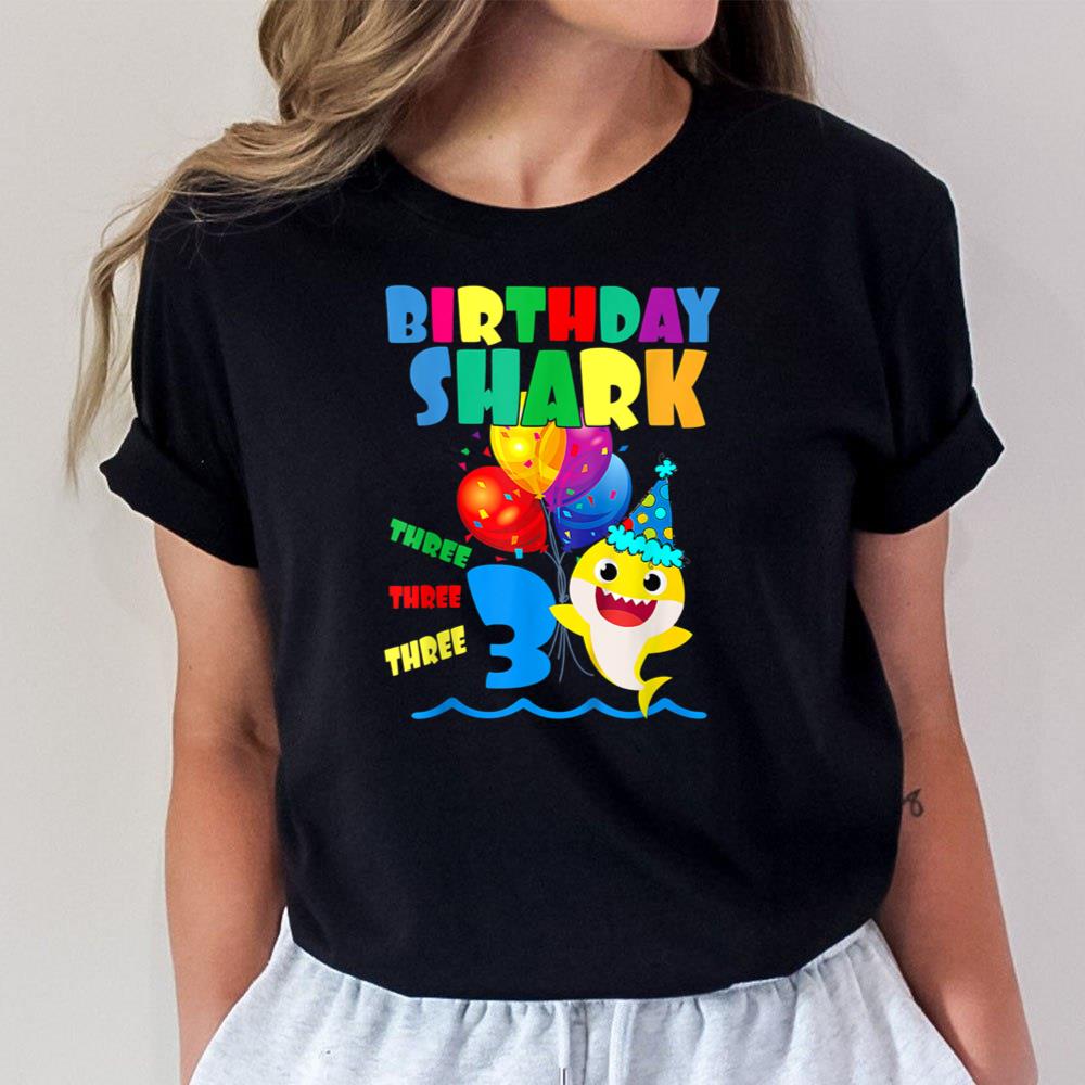 Birthday Kids Shark 3 Year Old 3rd Birthday Matching Family T-Shirt Hoodie Sweatshirt For Men Women