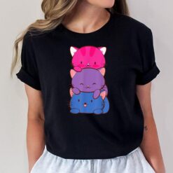 Bisexual Pride Kawaii Kitty Cat Stack Anime T-Shirt