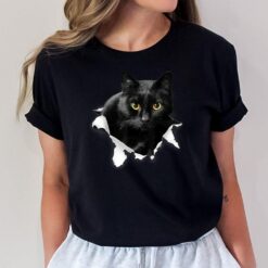 Black Cat Torn Cloth Gifts For Cat Lover Cat Dad Cat Mom T-Shirt