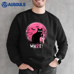 Black Cat What With Knife Breast Cancer Awareness Halloween Sweatshirt