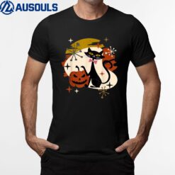 Black Cat and Pumpkin Atomic Retro Halloween T-Shirt