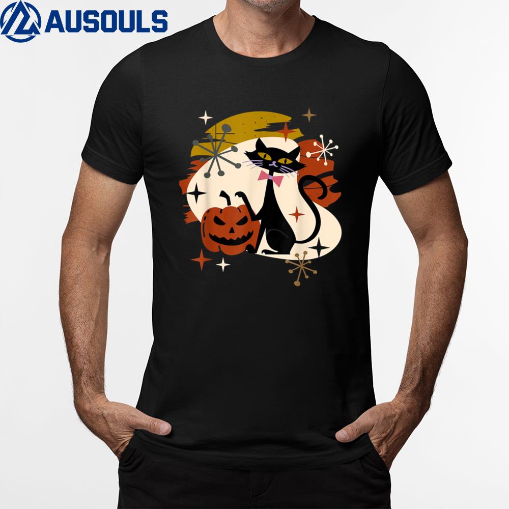 Black Cat and Pumpkin Atomic Retro Halloween T-Shirt Hoodie Sweatshirt For Men Women