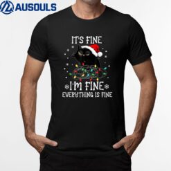 Black Cat christmas It's Fine I'm Fine Everything Is Fine Ver 2 T-Shirt