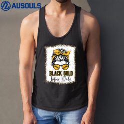 Black Gold Vibes Only Football Women Leopard Football Tank Top