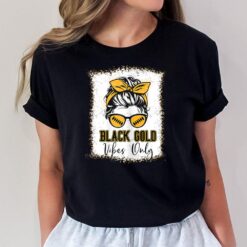 Black Gold Vibes Only Football Women Leopard Football T-Shirt