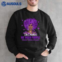 Black Woman Afro In October We Wear Purple Domestic Violence Sweatshirt