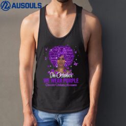 Black Woman Afro In October We Wear Purple Domestic Violence Tank Top