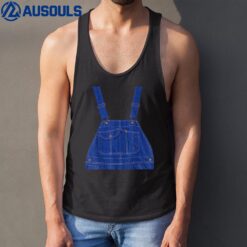 Blue Color Overall Printed On A Yellow Color Tank Top