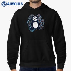 Blue Panda Art Floral Pandas Hoodie