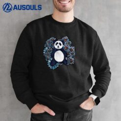 Blue Panda Art Floral Pandas Sweatshirt