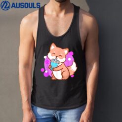 Boba Cute Fox Bubble Tea Kawaii Neko Girls Gift Tank Top