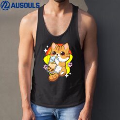 Boba Tea Bubble Tea Cat Anime Kawaii Neko Lover Japanese Tank Top