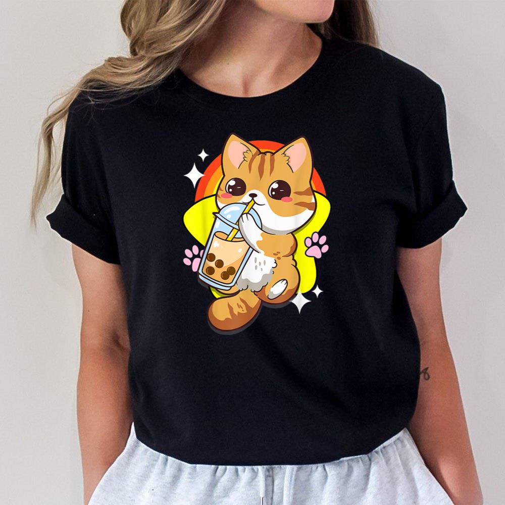 Boba Tea Bubble Tea Cat Anime Kawaii Neko Lover Japanese Unisex T-Shirt