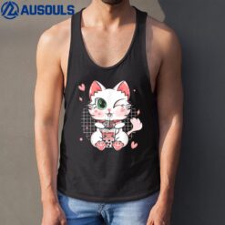 Boba Tea Cat Bubble Tea Cat Kawaii Anime Neko Girls Tank Top