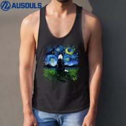 Border Collie Back Starry Night Impressionist Dog Aja Tank Top