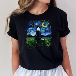 Border Collie Back Starry Night Impressionist Dog Aja T-Shirt
