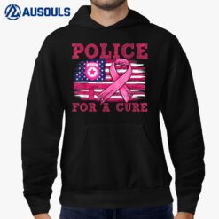 Breast Cancer Awareness Police For A Cure American Flag Hoodie