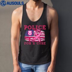 Breast Cancer Awareness Police For A Cure American Flag Tank Top